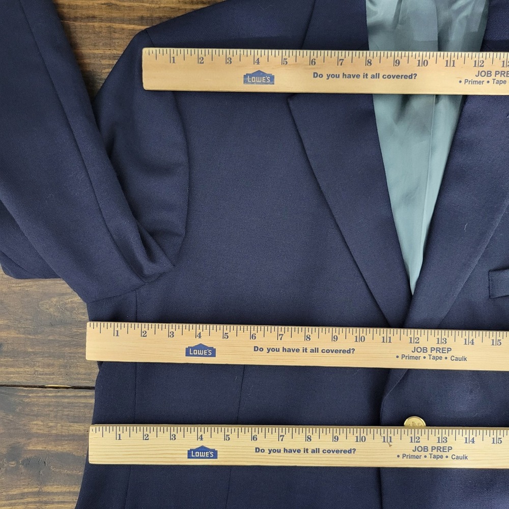 VTG Stafford Men's Sport Coat Blazer Two Button Navy Blue Polyester Wool Sz 48R‎ - Picture 2 of 15
